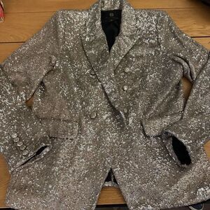 House of Harlow 1960 Glittering Silver Blazer